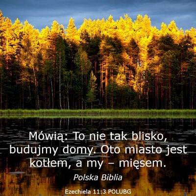 Picture 03 - Ezechiela 11:3 POLUBG - Mówią: To nie tak blisko, budujmy domy. Oto - Bible Verse Picture