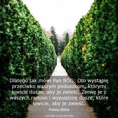 Picture 03 - Ezechiela 13:20 POLUBG - Dlatego tak mówi Pan BÓG: Oto wystąpię - Bible Verse Picture