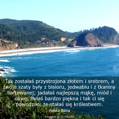 Picture 03 - Ezechiela 16:13 POLUBG - Tak zostałaś przystrojona złotem i srebrem, a - Bible Verse Picture