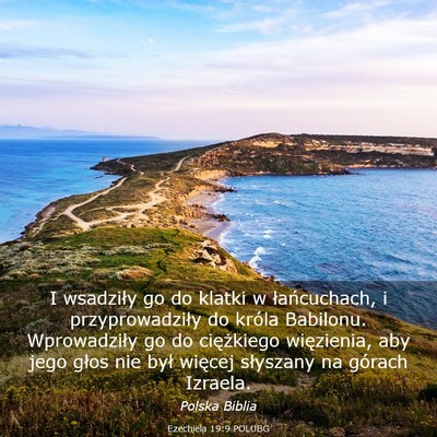 Picture 03 - Ezechiela 19:9 POLUBG - I wsadziły go do klatki w łańcuchach, i - Bible Verse Picture