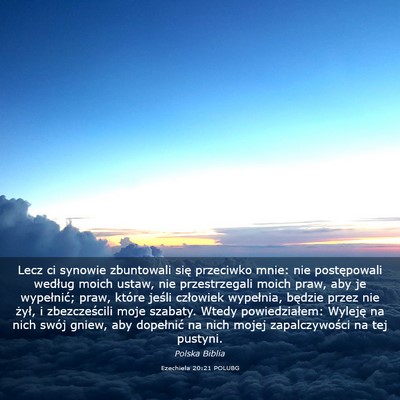 Picture 03 - Ezechiela 20:21 POLUBG - Lecz ci synowie zbuntowali się przeciwko mnie: - Bible Verse Picture