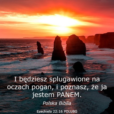 Picture 03 - Ezechiela 22:16 POLUBG - I będziesz splugawione na oczach pogan, i - Bible Verse Picture