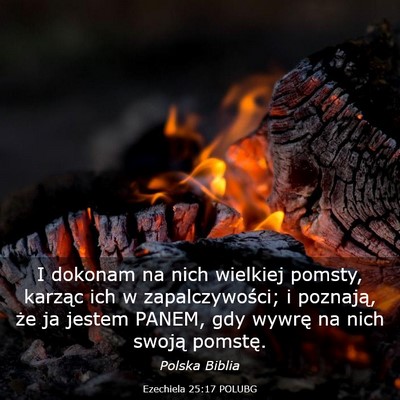 Picture 03 - Ezechiela 25:17 POLUBG - I dokonam na nich wielkiej pomsty, karząc ich w - Bible Verse Picture