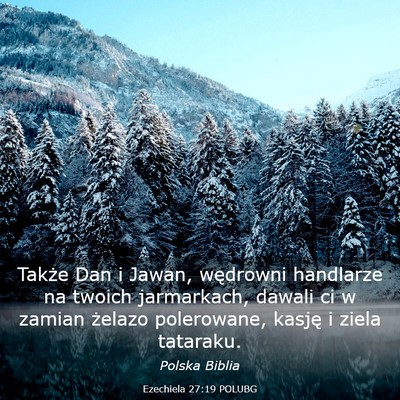 Picture 03 - Ezechiela 27:19 POLUBG - Także Dan i Jawan, wędrowni handlarze na twoich - Bible Verse Picture