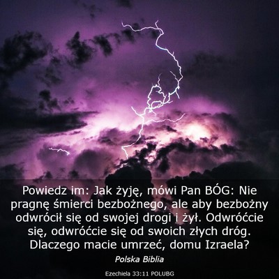 Picture 03 - Ezechiela 33:11 POLUBG - Powiedz im: Jak żyję, mówi Pan BÓG: Nie - Bible Verse Picture