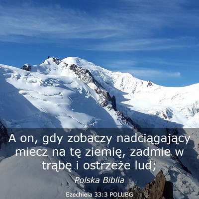 Picture 03 - Ezechiela 33:3 POLUBG - A on, gdy zobaczy nadciągający miecz na tę - Bible Verse Picture