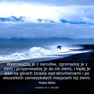 Picture 03 - Ezechiela 34:13 POLUBG - Wyprowadzę je z narodów, zgromadzę je z ziem i - Bible Verse Picture