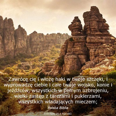 Picture 03 - Ezechiela 38:4 POLUBG - Zawrócę cię i włożę haki w twoje szczęki, - Bible Verse Picture
