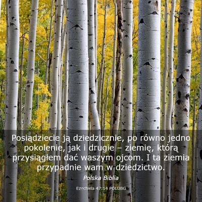 Picture 03 - Ezechiela 47:14 POLUBG - Posiądziecie ją dziedzicznie, po równo jedno - Bible Verse Picture