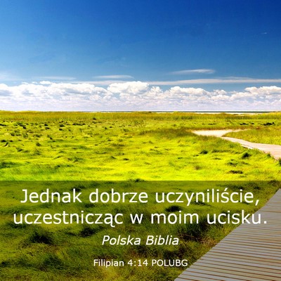 Picture 03 - Filipian 4:14 POLUBG - Jednak dobrze uczyniliście, uczestnicząc w moim - Bible Verse Picture