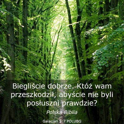 Picture 03 - Galacjan 5:7 POLUBG - Biegliście dobrze. Któż wam przeszkodził, - Bible Verse Picture