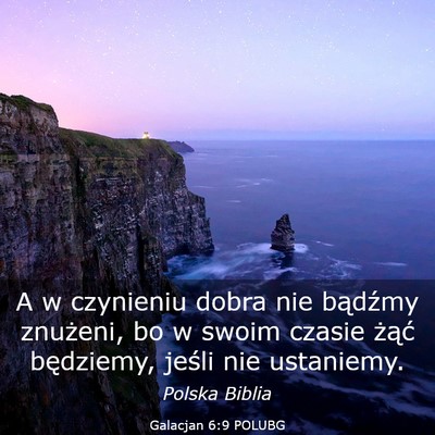 Picture 03 - Galacjan 6:9 POLUBG - A w czynieniu dobra nie bądźmy znużeni, bo w - Bible Verse Picture