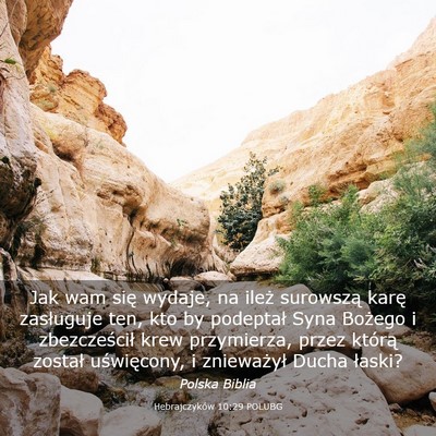 Picture 03 - Hebrajczyków 10:29 POLUBG - Jak wam się wydaje, na ileż surowszą karę - Bible Verse Picture