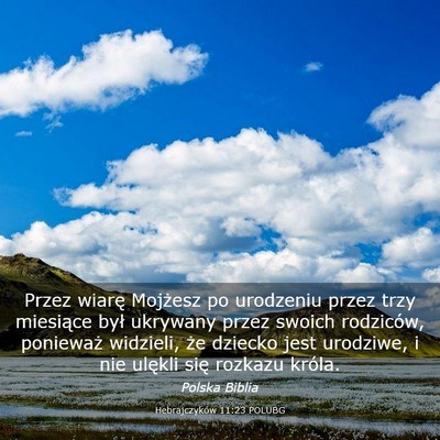 Picture 03 - Hebrajczyków 11:23 POLUBG - Przez wiarę Mojżesz po urodzeniu przez trzy - Bible Verse Picture
