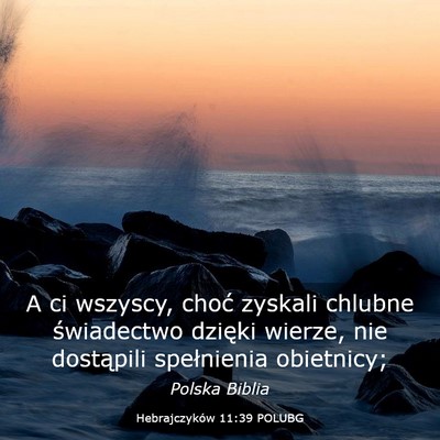 Picture 03 - Hebrajczyków 11:39 POLUBG - A ci wszyscy, choć zyskali chlubne świadectwo - Bible Verse Picture