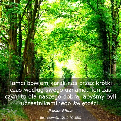Picture 03 - Hebrajczyków 12:10 POLUBG - Tamci bowiem karali nas przez krótki czas - Bible Verse Picture