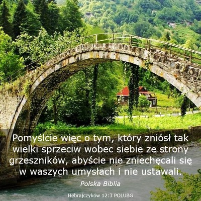 Picture 03 - Hebrajczyków 12:3 POLUBG - Pomyślcie więc o tym, który zniósł tak - Bible Verse Picture