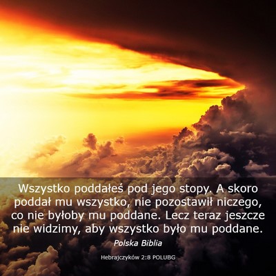 Picture 03 - Hebrajczyków 2:8 POLUBG - Wszystko poddałeś pod jego stopy. A skoro - Bible Verse Picture