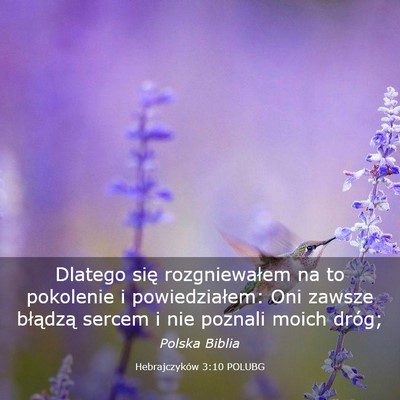 Picture 03 - Hebrajczyków 3:10 POLUBG - Dlatego się rozgniewałem na to pokolenie i - Bible Verse Picture