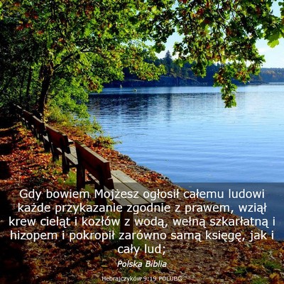 Picture 03 - Hebrajczyków 9:19 POLUBG - Gdy bowiem Mojżesz ogłosił całemu ludowi - Bible Verse Picture
