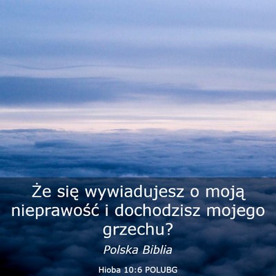Picture 03 - Hioba 10:6 POLUBG - Że się wywiadujesz o moją nieprawość i - Bible Verse Picture