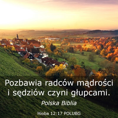 Picture 03 - Hioba 12:17 POLUBG - Pozbawia radców mądrości i sędziów czyni - Bible Verse Picture