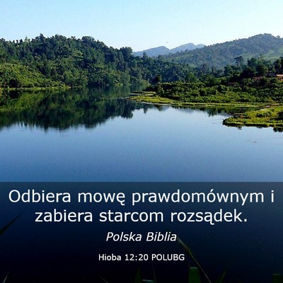 Picture 03 - Hioba 12:20 POLUBG - Odbiera mowę prawdomównym i zabiera starcom - Bible Verse Picture