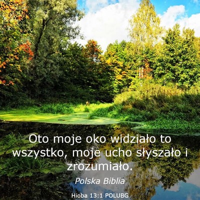 Picture 03 - Hioba 13:1 POLUBG - Oto moje oko widziało to wszystko, moje ucho - Bible Verse Picture