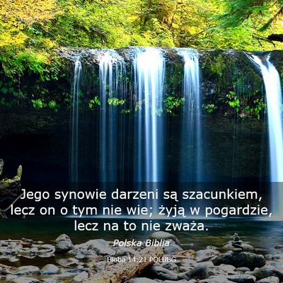 Picture 03 - Hioba 14:21 POLUBG - Jego synowie darzeni są szacunkiem, lecz on o - Bible Verse Picture