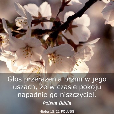 Picture 03 - Hioba 15:21 POLUBG - Głos przerażenia brzmi w jego uszach, że w - Bible Verse Picture