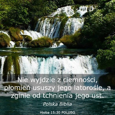 Picture 03 - Hioba 15:30 POLUBG - Nie wyjdzie z ciemności, płomień ususzy jego - Bible Verse Picture