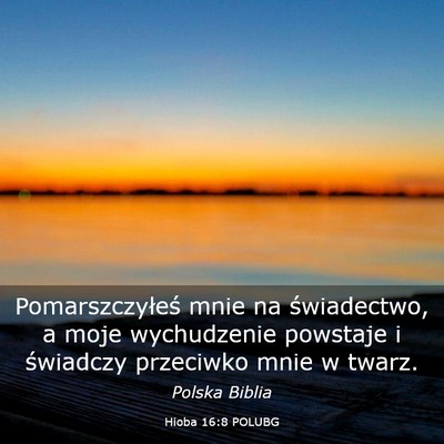 Picture 03 - Hioba 16:8 POLUBG - Pomarszczyłeś mnie na świadectwo, a moje - Bible Verse Picture