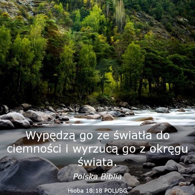 Picture 03 - Hioba 18:18 POLUBG - Wypędzą go ze światła do ciemności i - Bible Verse Picture
