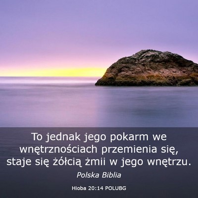Picture 03 - Hioba 20:14 POLUBG - To jednak jego pokarm we wnętrznościach - Bible Verse Picture