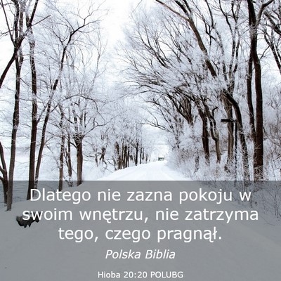 Picture 03 - Hioba 20:20 POLUBG - Dlatego nie zazna pokoju w swoim wnętrzu, nie - Bible Verse Picture