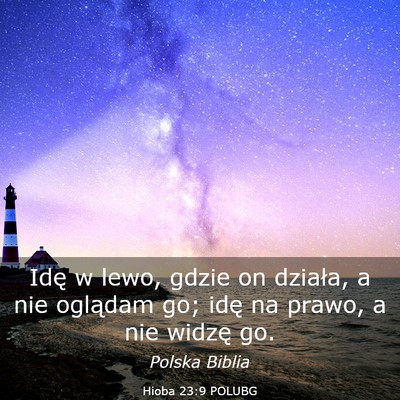 Picture 03 - Hioba 23:9 POLUBG - Idę w lewo, gdzie on działa, a nie oglądam go; - Bible Verse Picture