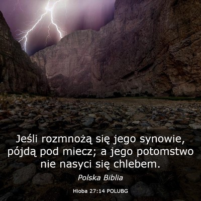 Picture 03 - Hioba 27:14 POLUBG - Jeśli rozmnożą się jego synowie, pójdą pod - Bible Verse Picture