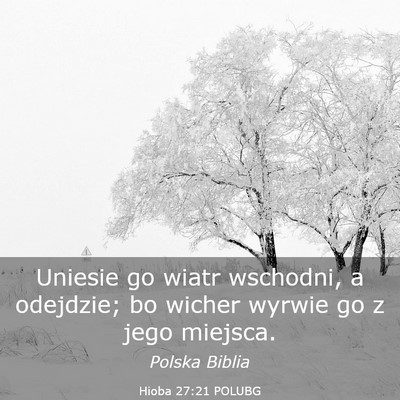 Picture 03 - Hioba 27:21 POLUBG - Uniesie go wiatr wschodni, a odejdzie; bo wicher - Bible Verse Picture