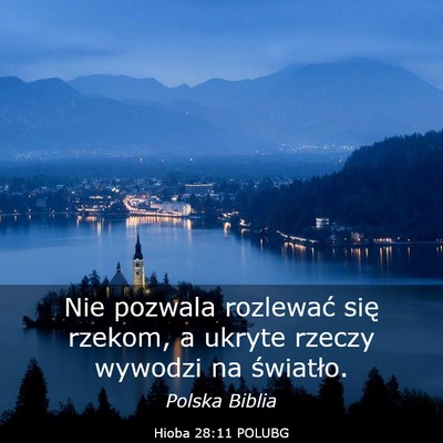 Picture 03 - Hioba 28:11 POLUBG - Nie pozwala rozlewać się rzekom, a ukryte - Bible Verse Picture