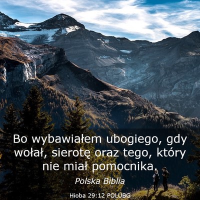 Picture 03 - Hioba 29:12 POLUBG - Bo wybawiałem ubogiego, gdy wołał, sierotę - Bible Verse Picture