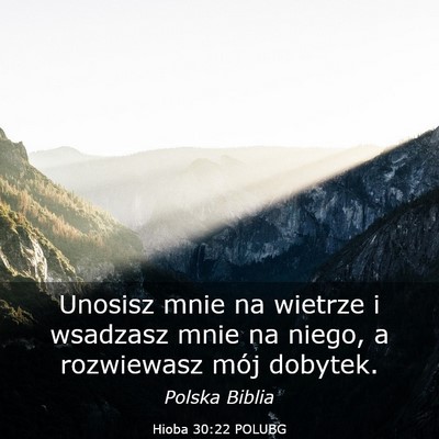 Picture 03 - Hioba 30:22 POLUBG - Unosisz mnie na wietrze i wsadzasz mnie na niego, - Bible Verse Picture