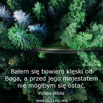 Picture 03 - Hioba 31:23 POLUBG - Bałem się bowiem klęski od Boga, a przed jego - Bible Verse Picture