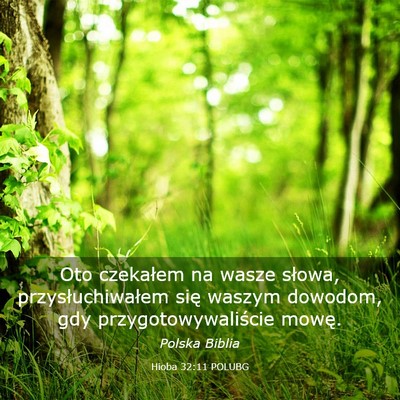 Picture 03 - Hioba 32:11 POLUBG - Oto czekałem na wasze słowa, przysłuchiwałem - Bible Verse Picture