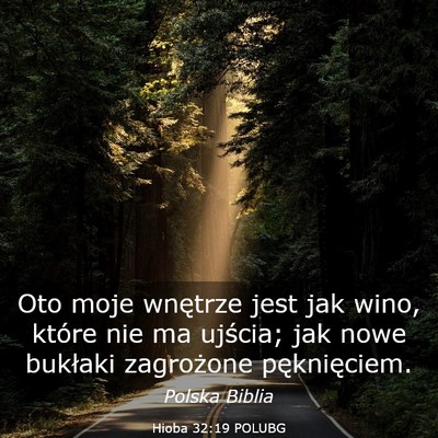 Picture 03 - Hioba 32:19 POLUBG - Oto moje wnętrze jest jak wino, które nie ma - Bible Verse Picture