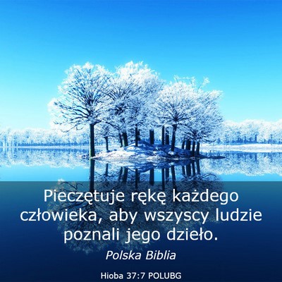 Picture 03 - Hioba 37:7 POLUBG - Pieczętuje rękę każdego człowieka, aby - Bible Verse Picture