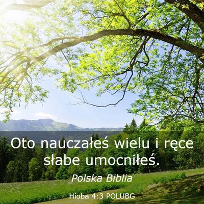 Picture 03 - Hioba 4:3 POLUBG - Oto nauczałeś wielu i ręce słabe - Bible Verse Picture