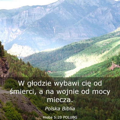 Picture 03 - Hioba 5:20 POLUBG - W głodzie wybawi cię od śmierci, a na wojnie - Bible Verse Picture