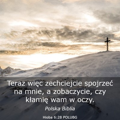 Picture 03 - Hioba 6:28 POLUBG - Teraz więc zechciejcie spojrzeć na mnie, a - Bible Verse Picture