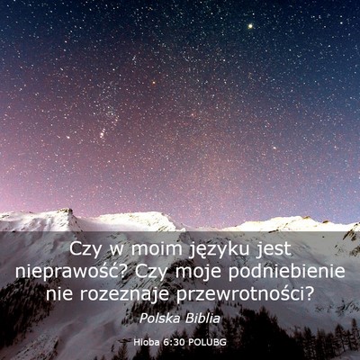 Picture 03 - Hioba 6:30 POLUBG - Czy w moim języku jest nieprawość? Czy moje - Bible Verse Picture