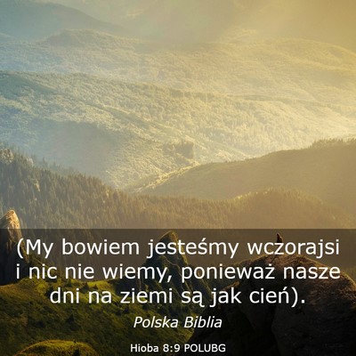 Picture 03 - Hioba 8:9 POLUBG - (My bowiem jesteśmy wczorajsi i nic nie wiemy, - Bible Verse Picture